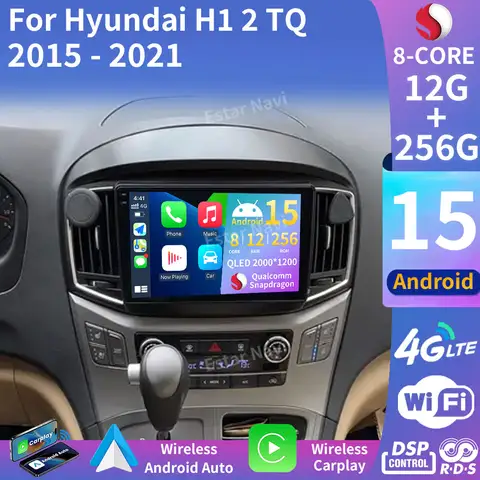 현대 H1 II 2 TQ 2015-2021용 안드로이드 15 카 라디오 멀티미디어 비디오 플레이어 네비게이션 스테레오 GPS 360 카메라 5G 와이파이 DSP DVD
