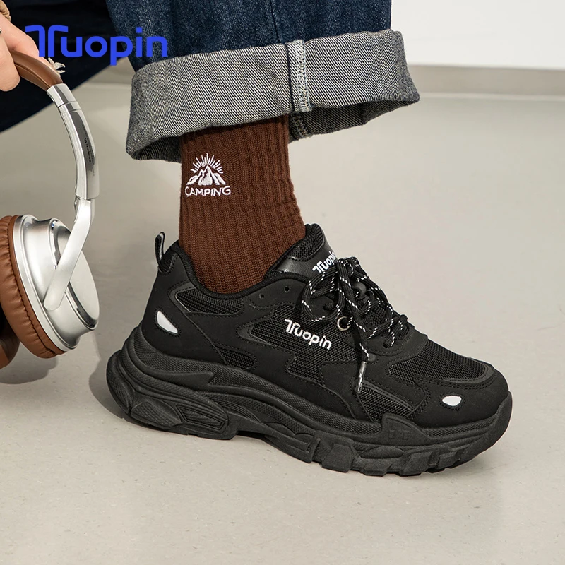 

TuoPin Black Women's Shoes, Platform Elevating Women's Casual Shoes, Cool Casual Sports Shoes for Women