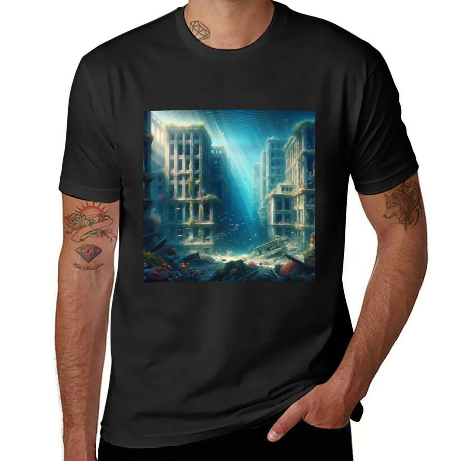 Post Apocalyptical Cityscape Underwater #6 T-Shirt essential t shirt blacks shirts men