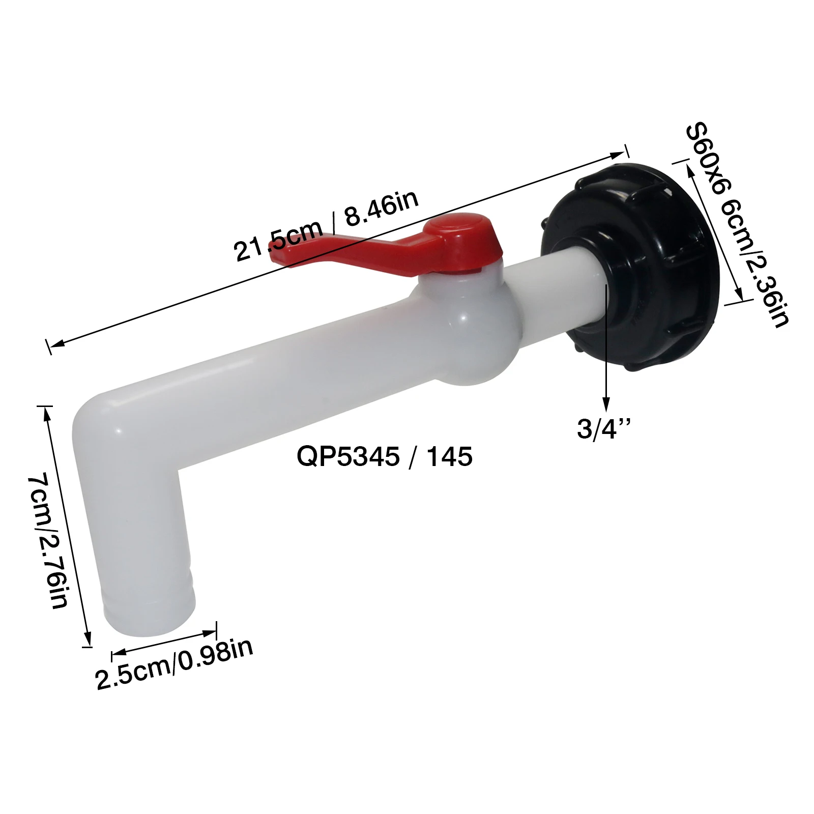 أنبوب طويل الكرة صمام صنبور IBC خزان المياه صنبور محول مجموعة خرطوم الري في الحديقة موصل المياه S60 * 6 G1 3/4 1/2 الموضوع