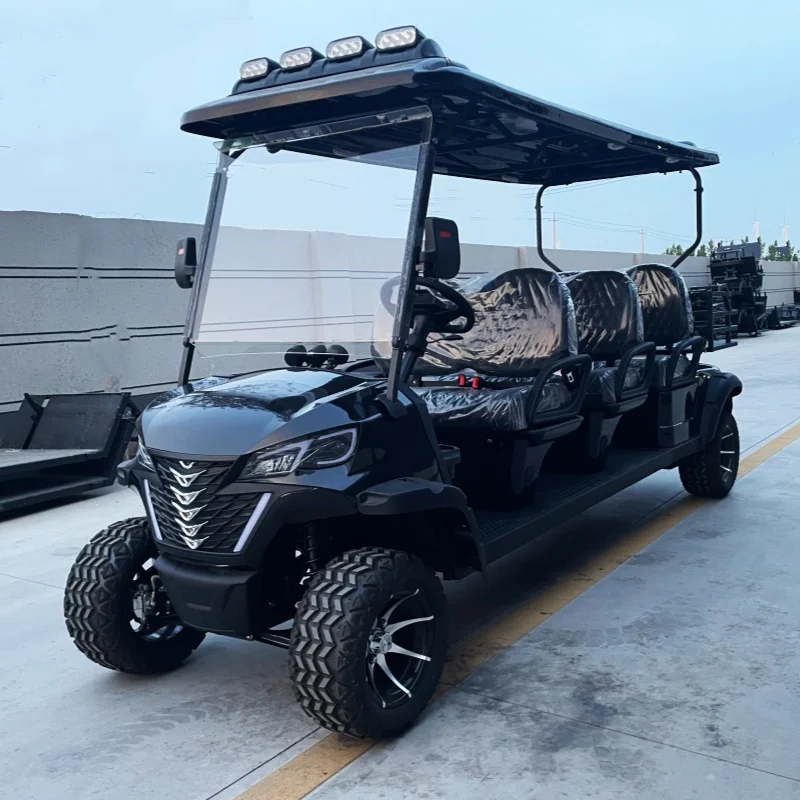 72V Lithium Battery Optional Powered Golf Buggy High Popularity Electric Golf Cart Rear Cargo Box Roof LED Light Strips