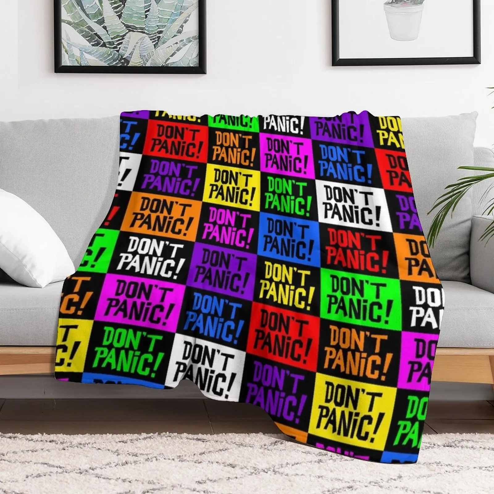 NDVH Don't Panic - Multicoloured H2G2 Throw Blanket Plaid on the sofa Cute Hair Blankets