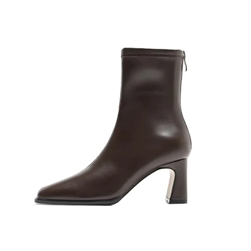 Vintage Ciepłe bawełniane damskie botki Moda Eleganckie buty z kwadratowymi noskami Jesień Zima Gruby obcas Krótkie botki damskie