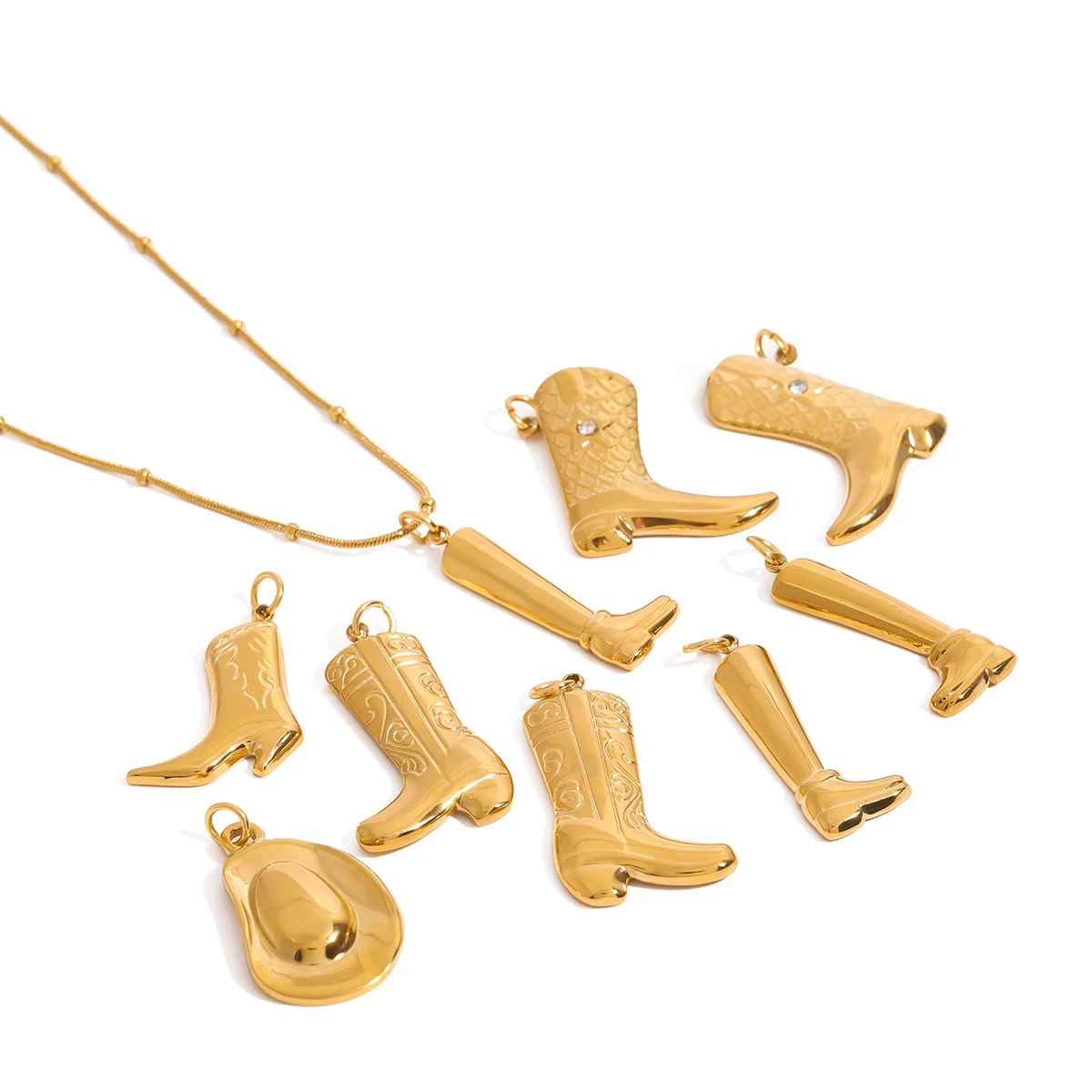 يوري العصرية الفولاذ المقاوم للصدأ الدنيم الشرير DIY قلادة 18K PVD مطلي بسيط أنيق المعادن الإكسسوارات بيجو هدية