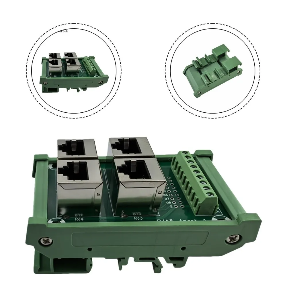 4 Port Network Connector Adapter 51mm X 87mm X 42mm 8P8C Ethernet Block Screw Clamp Terminals Space-saving Layout