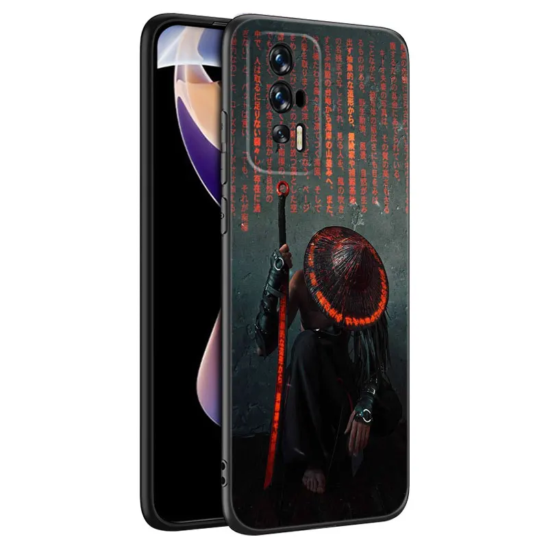 Japan Samurai Red Sun Black Silicone Phone Case For Xiaomi Redmi 9 9A 10A 9C 10C 12C 13C 5G 9T 10 Prime A1 A2 Plus