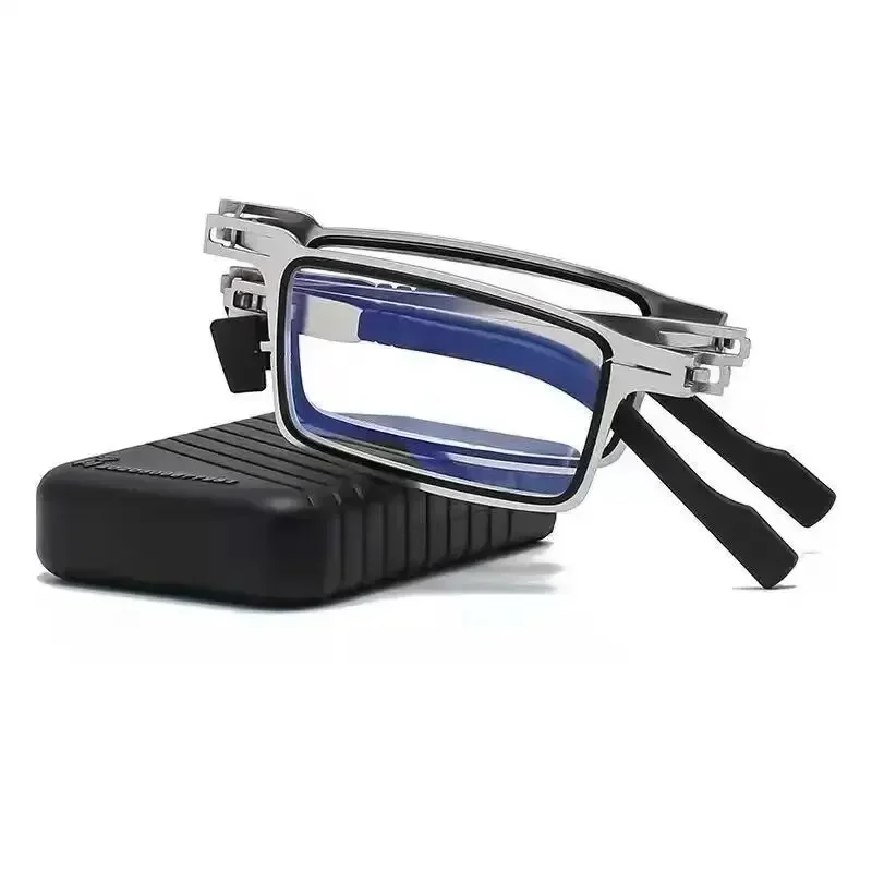 Occhiali da lettura pieghevoli anti-luce blu Comodi occhiali da lettura full-frame in metallo per uomo e donna HD ultraleggeri portatili