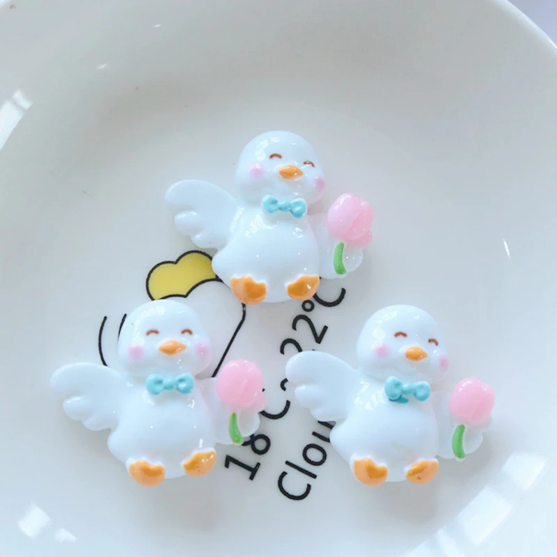 10Pcs New Cute Resin Mixed Little Swan Duck Series Flat Back Fit Phone Deco Parts Embellishments For Hair Bows Accessories view 5