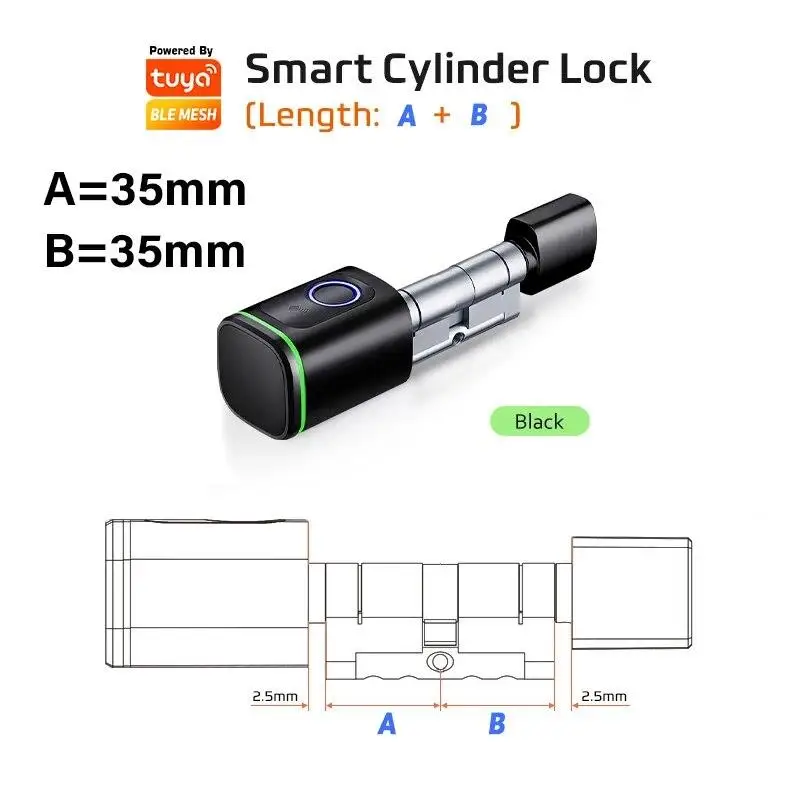 2025 Smart Cylinder Lock With Tuya Bluetooth Fingerprint 13.56mhz IC Card Include CR123A Battery Easy Installation Replace S1