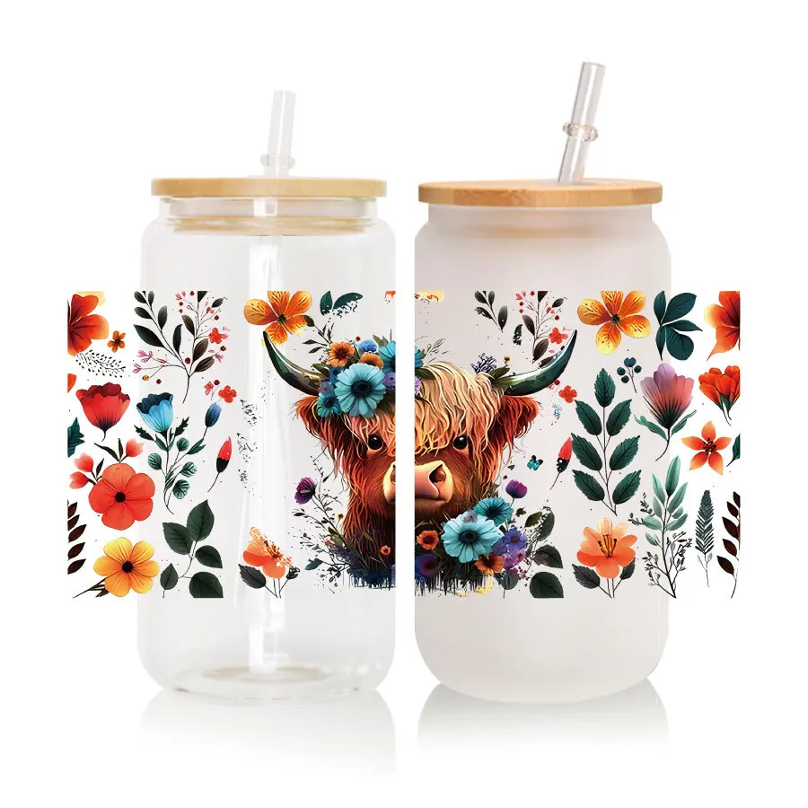 

Spot cross-border explosions 16OZ glass cup stickers UV DTF hongmao stickers Crystal calibration making pen stickers.