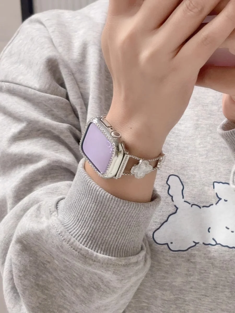 

Металлический ремешок Four-clover Diamond для Apple Watch 38 мм, 40 мм, 41 мм, 42 мм, 44 мм, 45 мм, 49 мм, модный ремешок