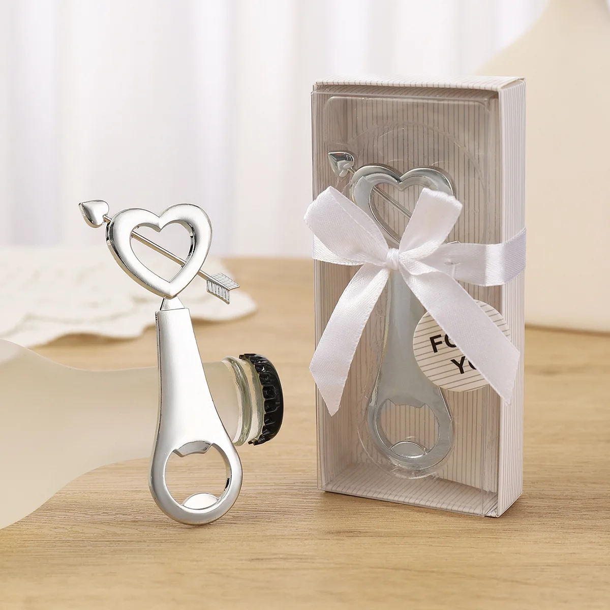 

(10 pieces/lot) Newest wedding favors of Cupid Arrow Chrome Bottle Opener wedding gift and bridal shower Party favors for guests