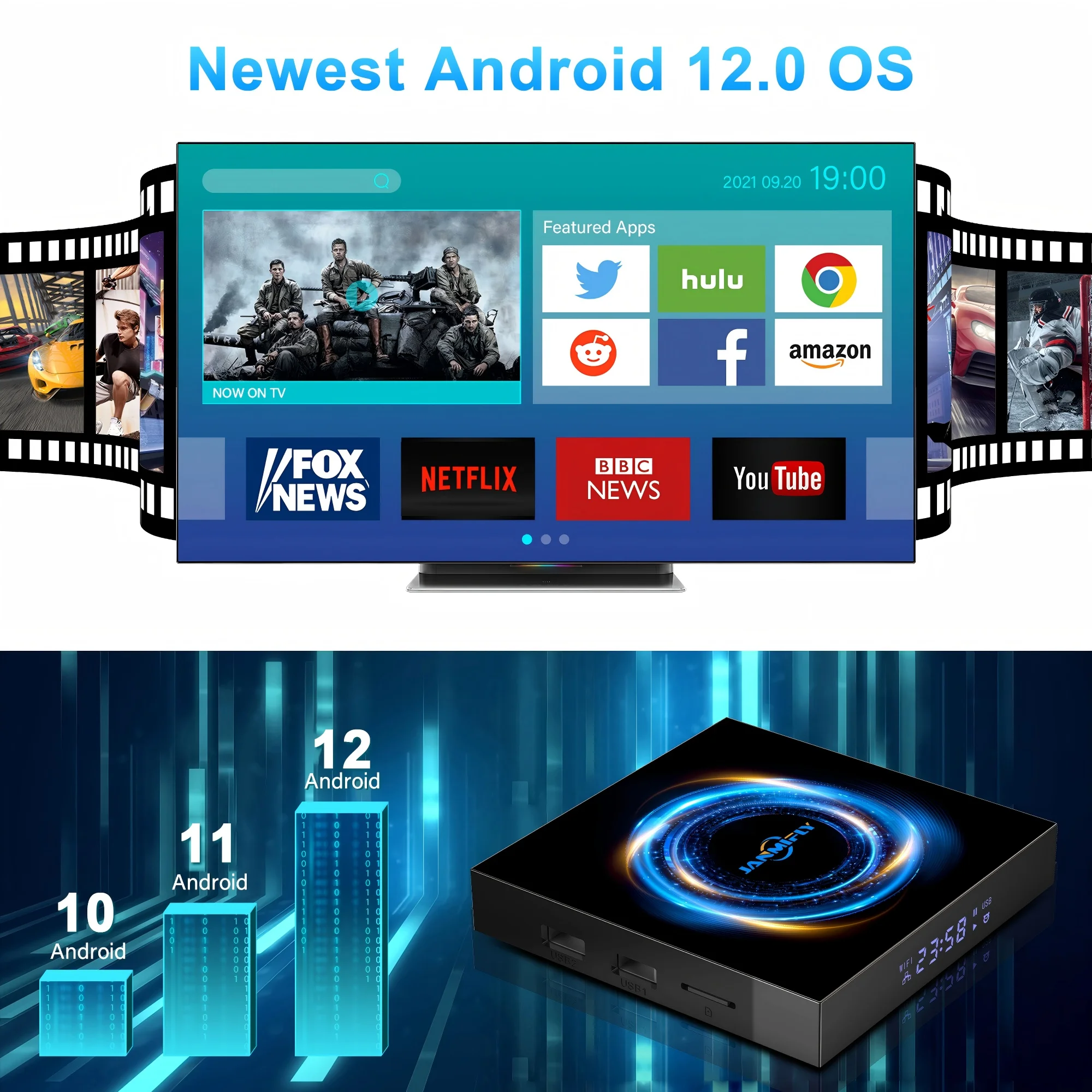 Janmifly Smart TV Box  R69S1 Global Version Android 12 Ultra HD 8K Video Bluetooth 5.0 HDR10+ Large Memory Media Player