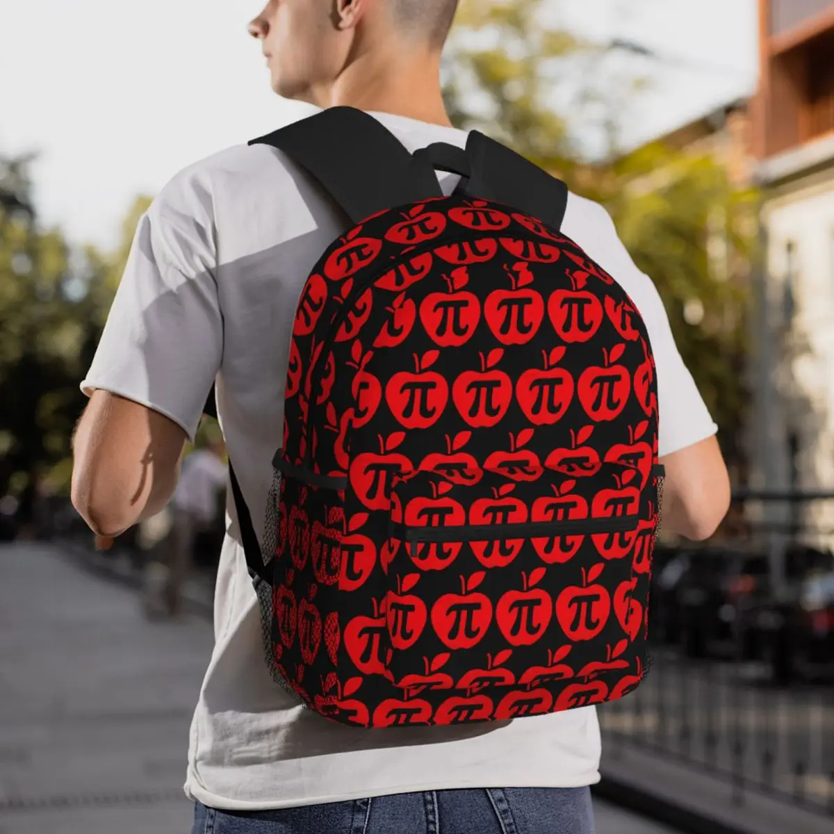 Apple Pi Day Math Nerd Pie Teacher 3.14 Rucksack, Tagesrucksack, großes Fassungsvermögen, Kinder-Büchertasche, Schultasche, Umhängetaschen für Männer und Frauen