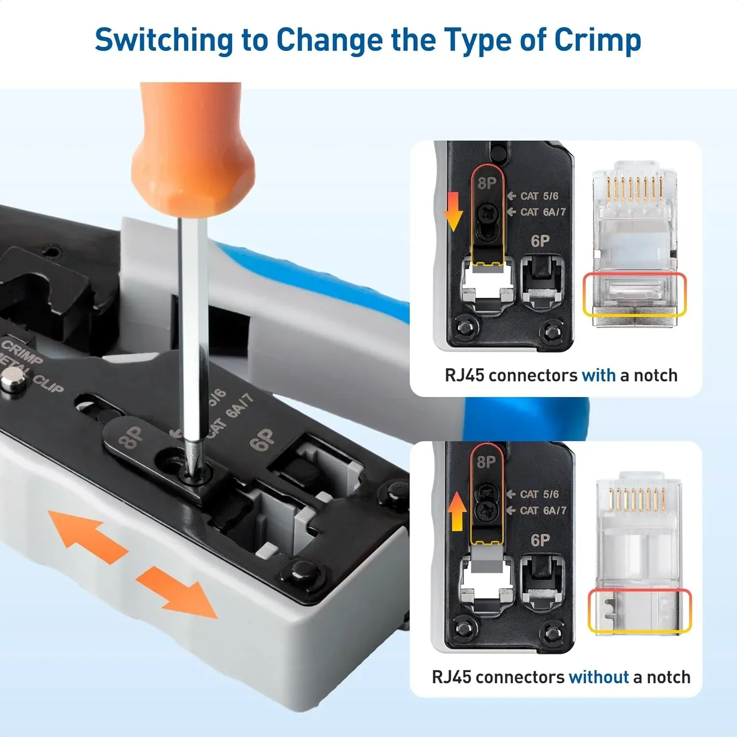 ZOERAX RJ45 Ethernet Crimping Tool for CAT8 Cat7 Cat6a Cat6 Cat5e Ethernet Connectors with wire stripping and cutting functions - view 5