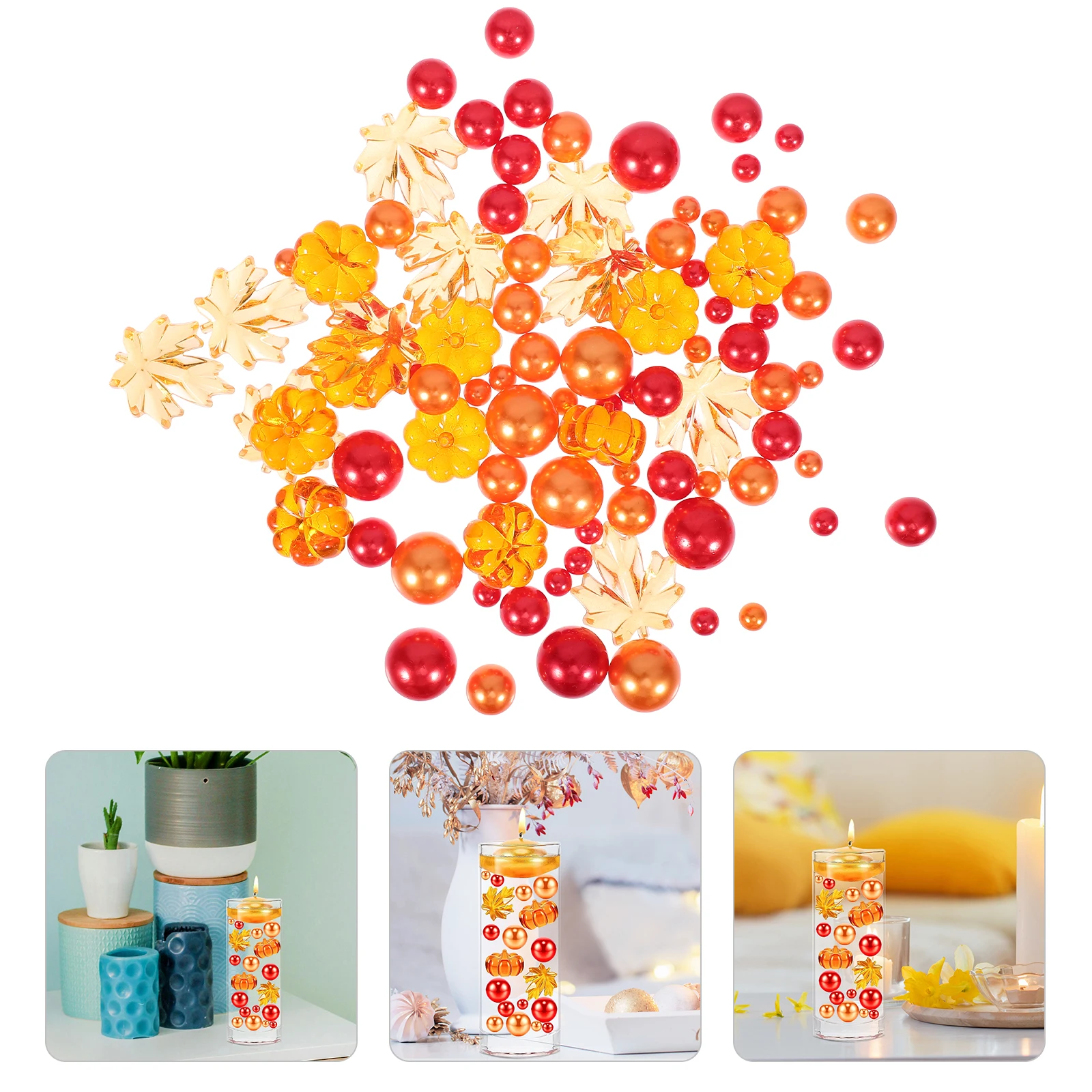 

Fall Vase Filler Set With Pumpkins Maple Leaves Warm Beads For Thanksgiving Halloween Decor Diy Centerpiece