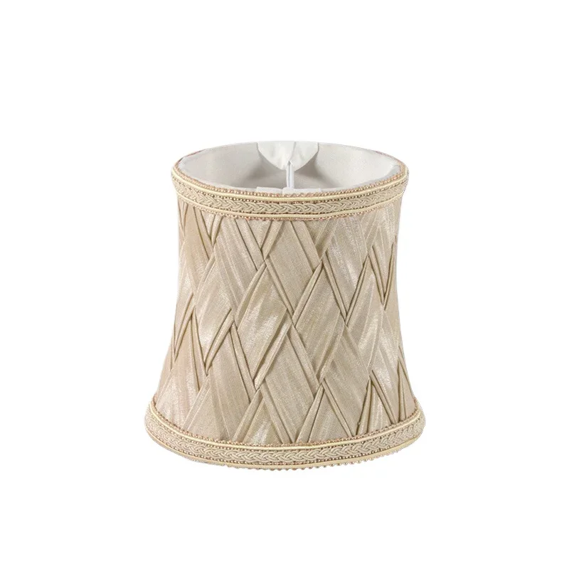 

Factory European-style modern E14 clip bulb weaving lampshade custom beige fabric chandelier lampshade lamp accessories