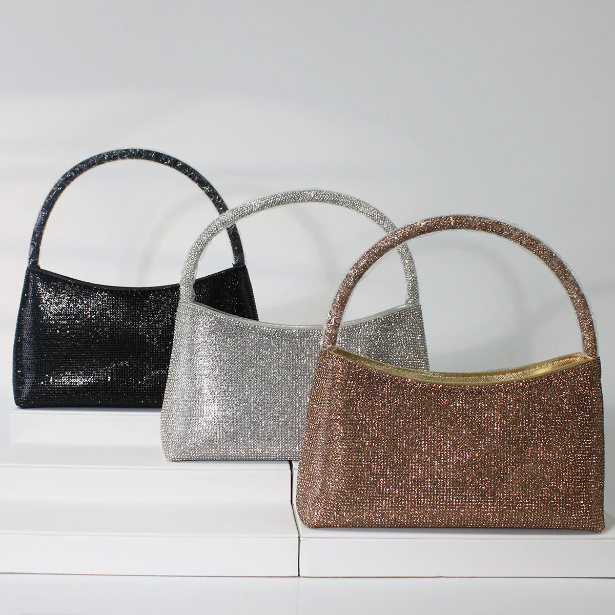 

Роскошная вечерняя сумка со стразами для женщин, американская мода, блестящие вечерние сумки с блестками, однотонные элегантные сумки через плечо с цепочкой