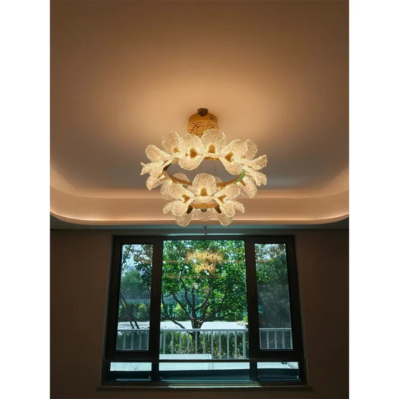 

French light luxury flower living room chandelier designer high-end sense new modern dining room bedroom