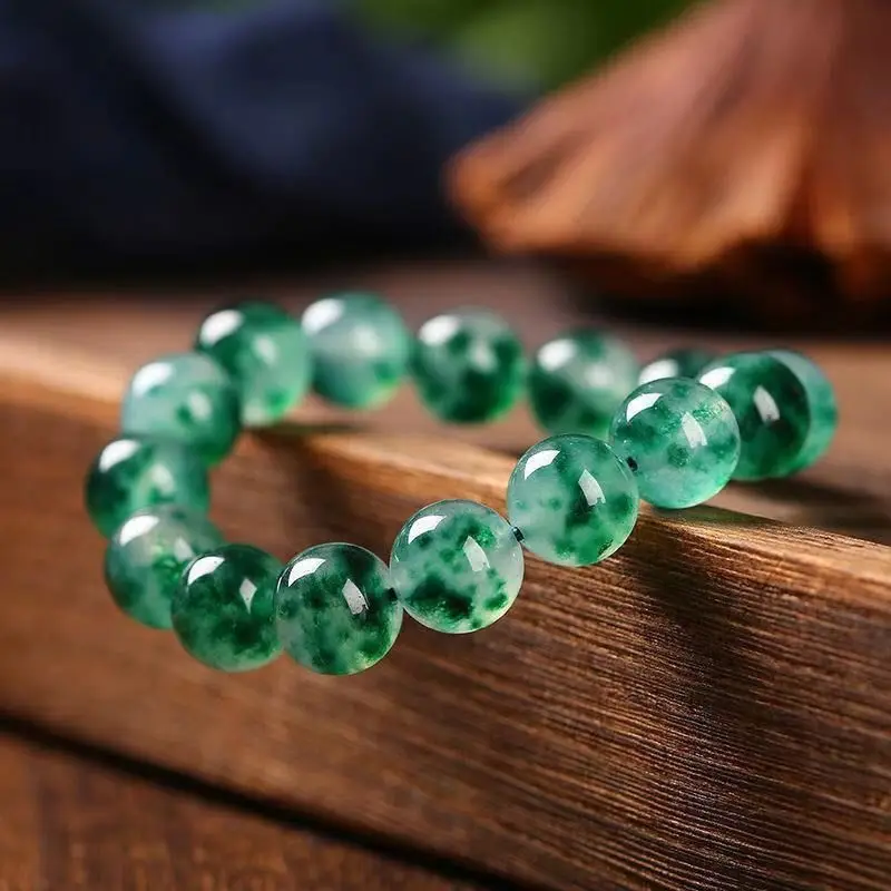 Natural Jade Agate Floating Water Grass Bracelet Bracelet Jade Retro Beads for Men and Women.