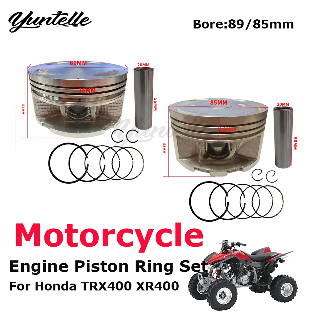 Bore 89mm 85mm Motorcycle Engine Piston Rings Set For Honda TRX400 Sportrax 400 TRX400EX TRX400X 1999-2014 ATV Accessories Pin