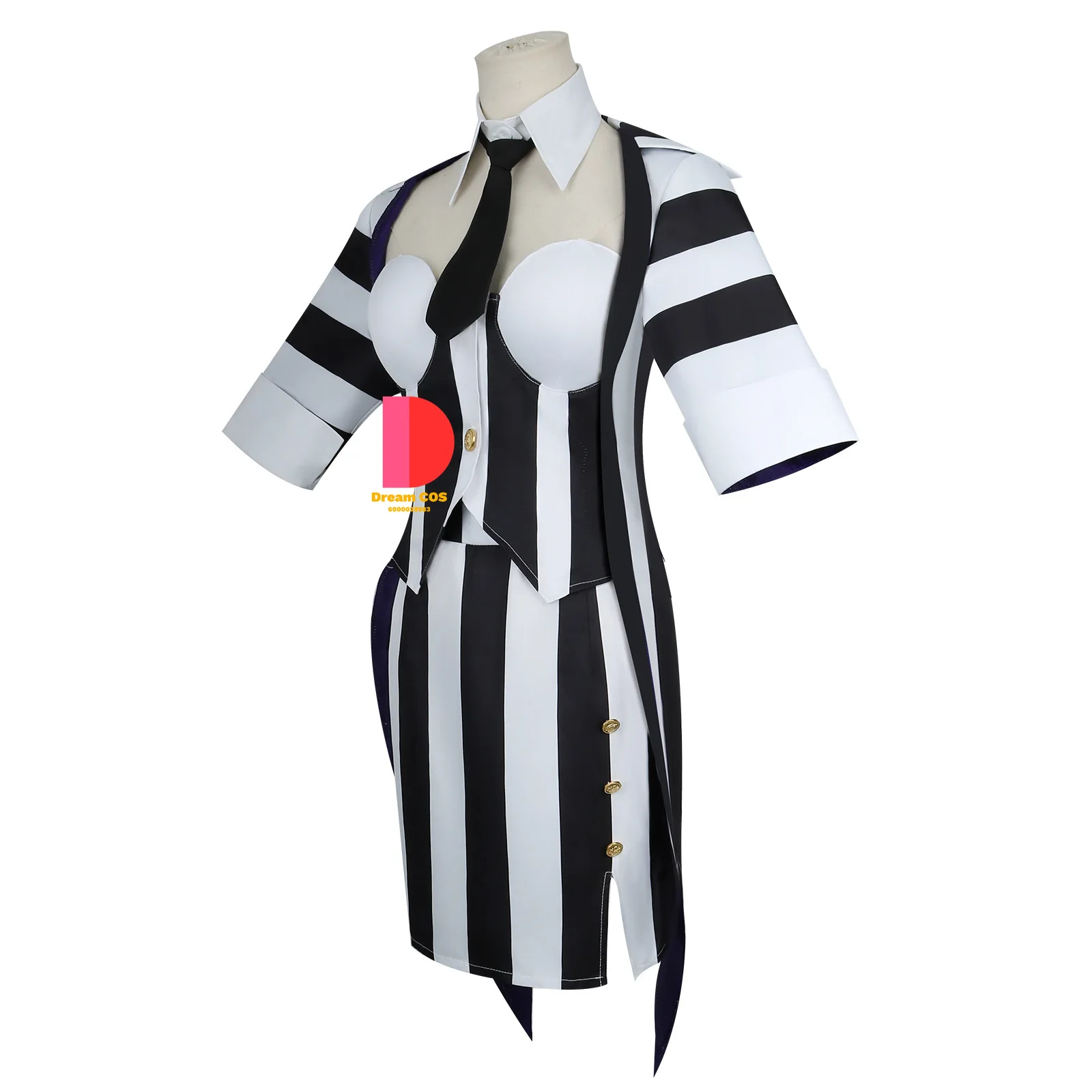 Best-selling Michael Keaton Cosplay Costume Dress Budget-Friendly Blackand White Striped Uniform Women Wedding Carnival Outfit