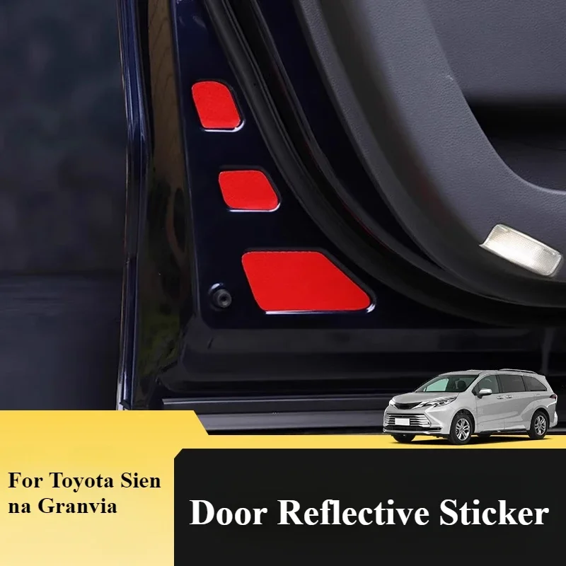 For Toyota Sienna Granvia Door Reflective Sticker Door Warning Sticker Personalized Body Reflective Sticker Decoration Interior