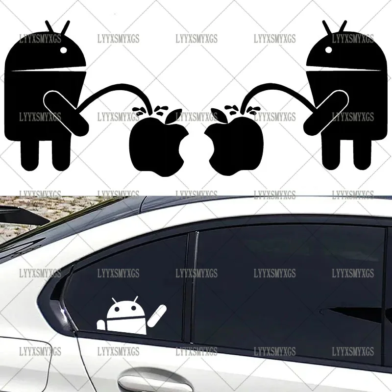 

Self-Adhesive Custom Android Peeing On Apple Car Stickers Waterproof Sunscreen Vinyl Decal PVC wholesale Car Accessories