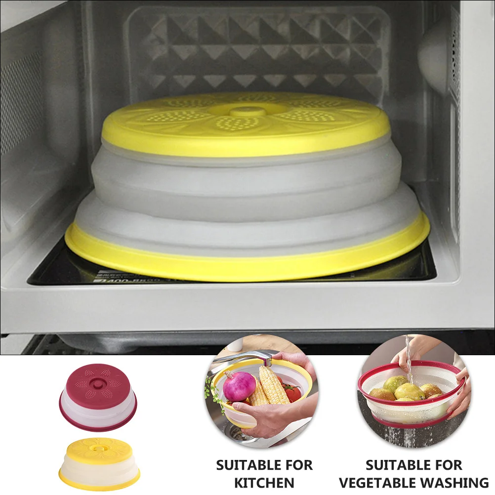 

2Pcs Microwave Plate Cover Foldable Food Splash Guard Oven Lid Anti-Oil Heating Cover Food Preservation Household Use
