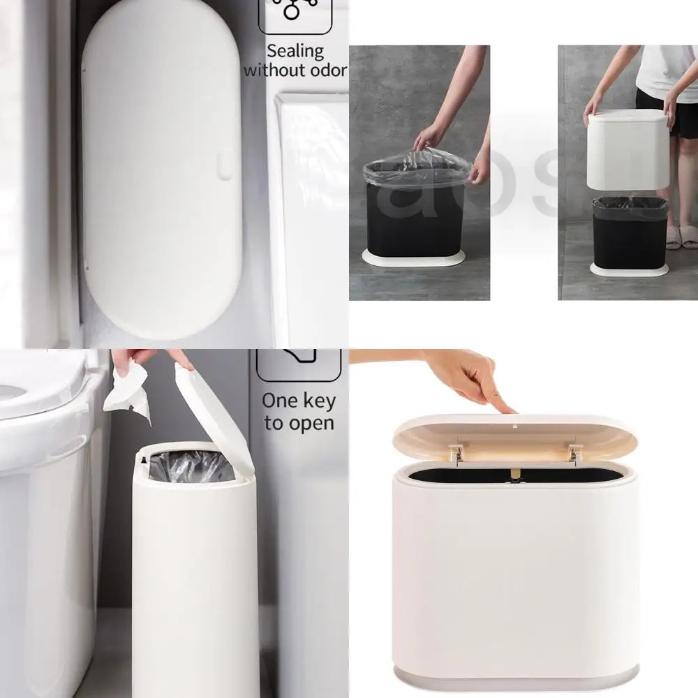 

Slimline White 12L Pop-Up Lid Trash Bin for Home & Office Use
