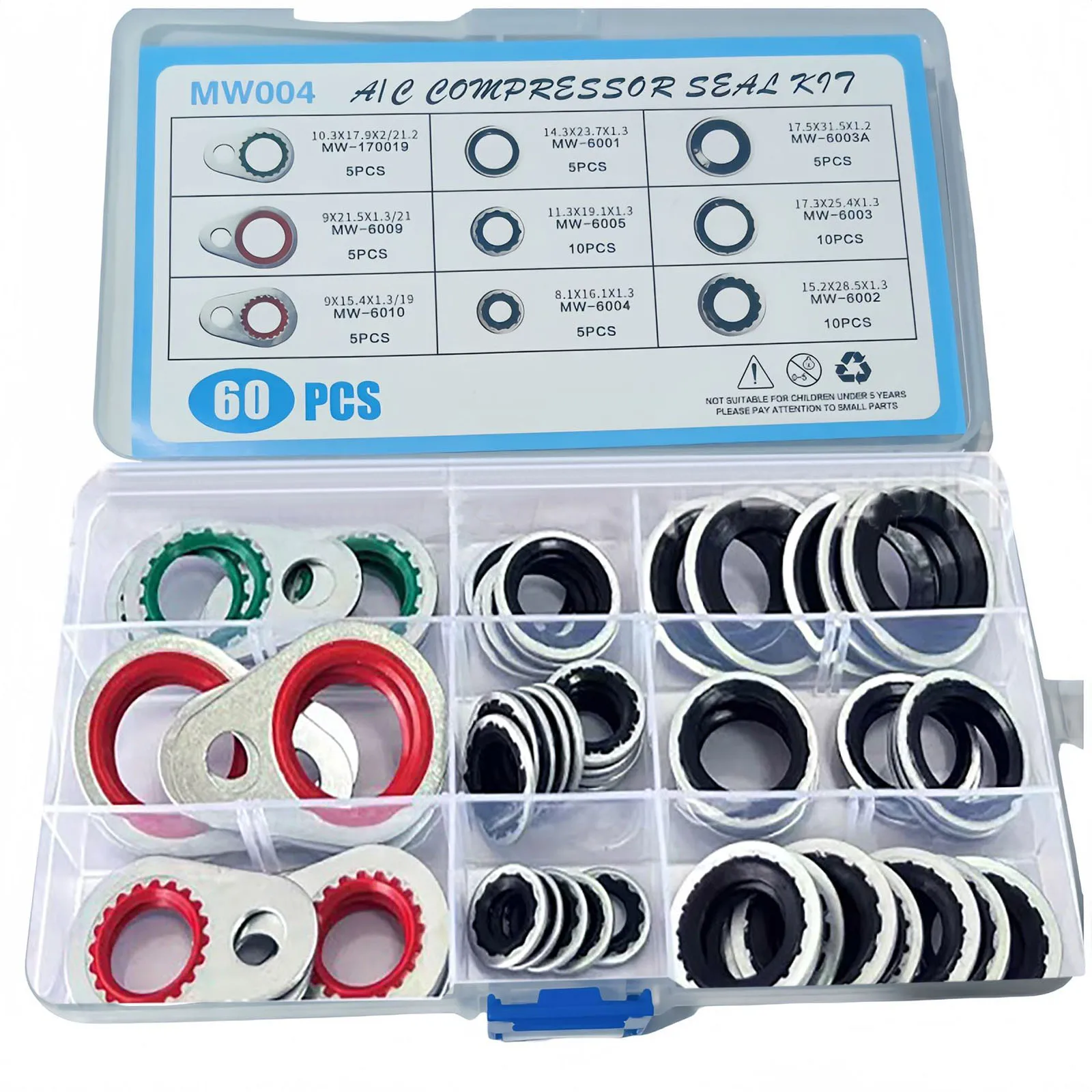 60Pcs/Set Car A/C System Compressor Gasket Seals Air Conditioning Compressor Port Seal Washer Auto Accessories Replacement Parts