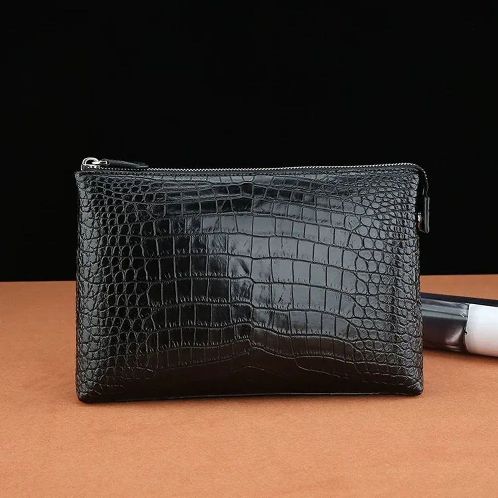 Real crocodile belly leather men's handbag authentic crocodile leather men's wallet business casual handbag card bag