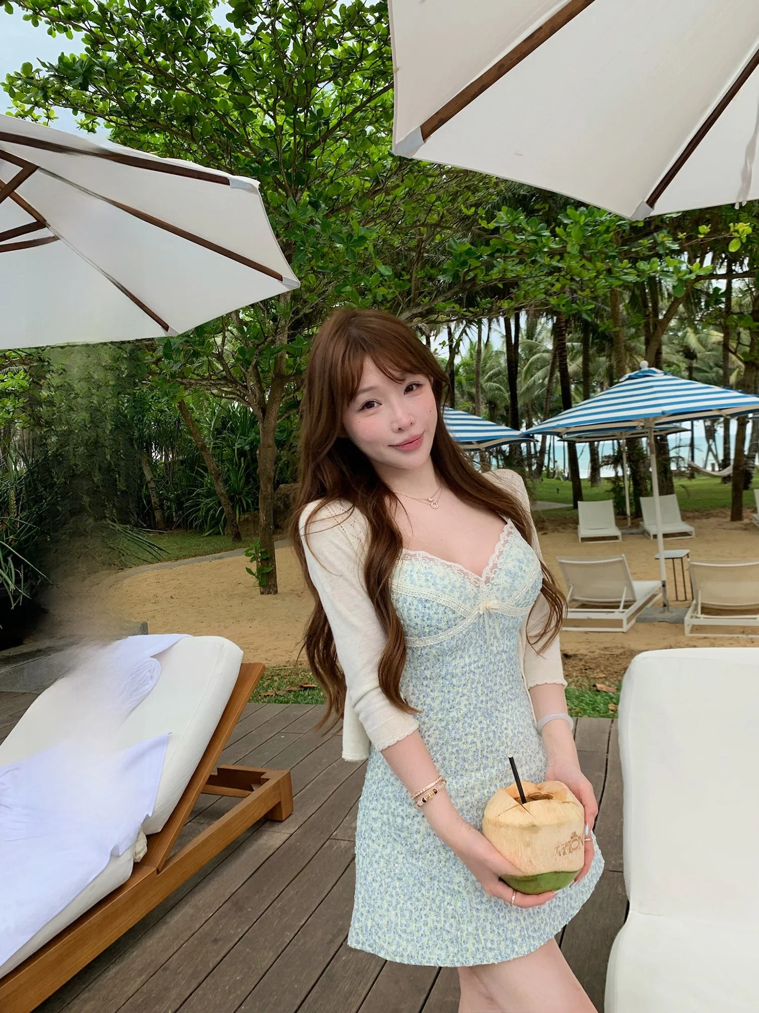 

Платье-сарафан Lukira с синим цветочным принтом в отпускном стиле, женское, весна-лето, с завышенной талией, А-силуэт, хлопковое, повседневное