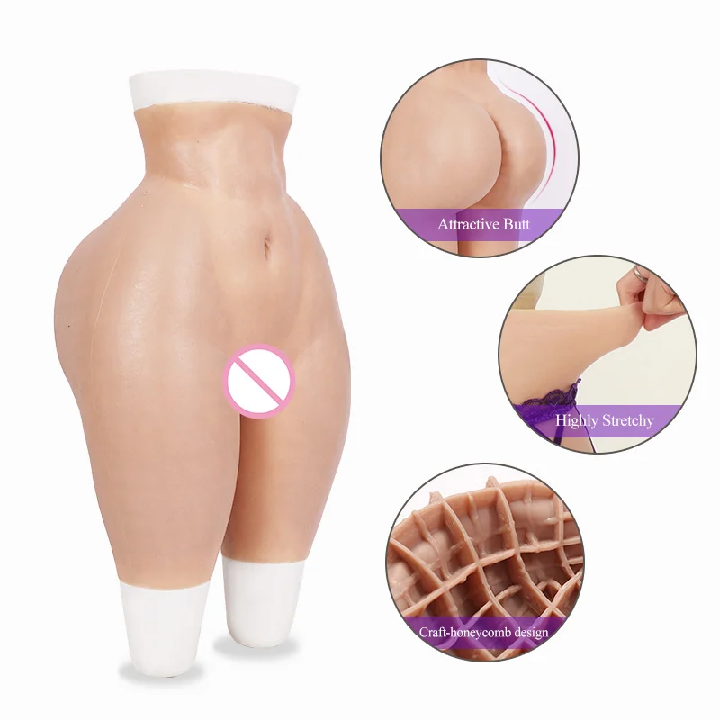 ROANYER Silicone Enhancing Hip Pant Fake Vagina Crossdresser Hip Ehancer Underwear Buttock Lift Shemale Transgender Drag Queen