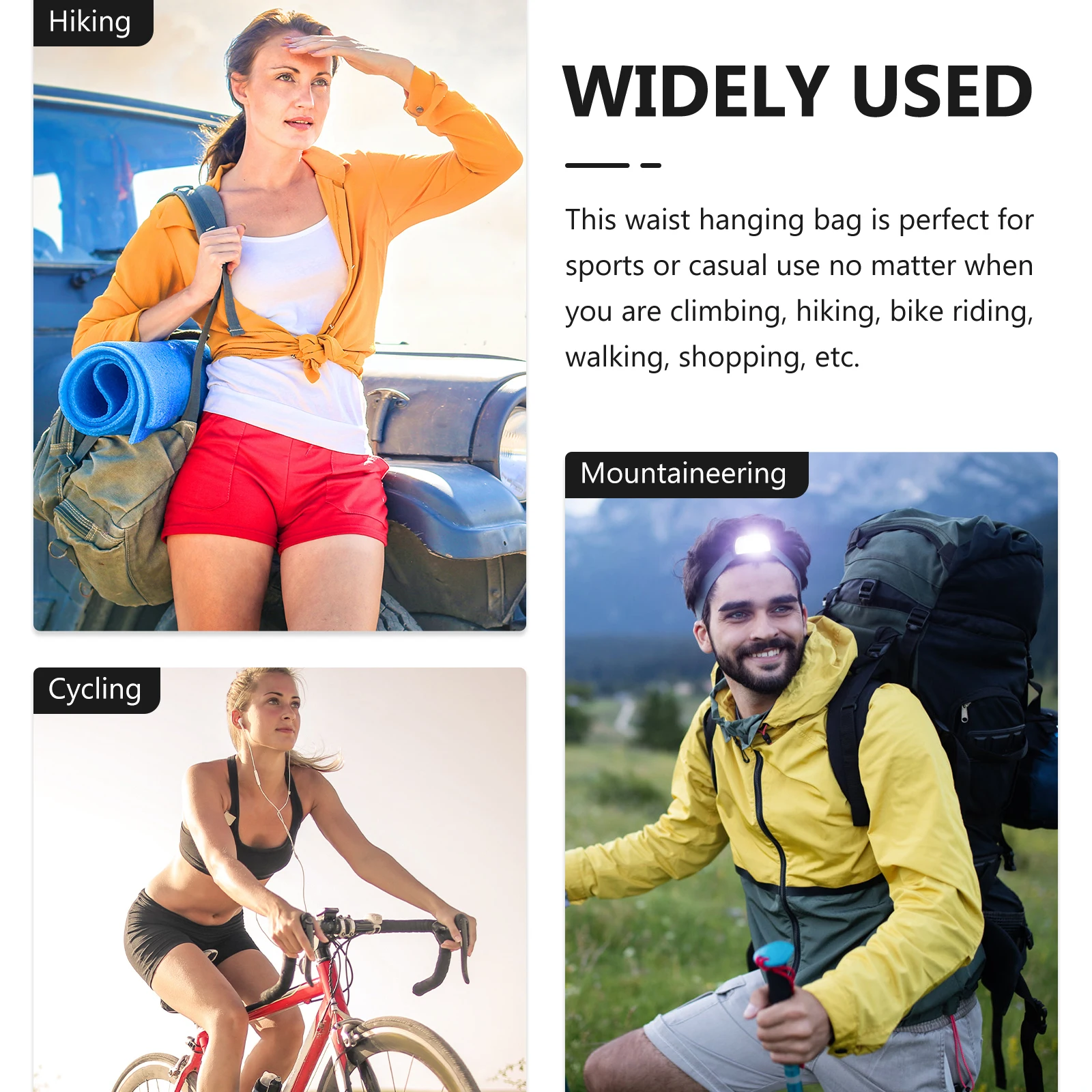 

Water Bottle Phone Bag Lightweight Nylon Sports Outdoor Pouch Fitness Waist Hanging Travel Bag Black Storage Cell Phone Camping