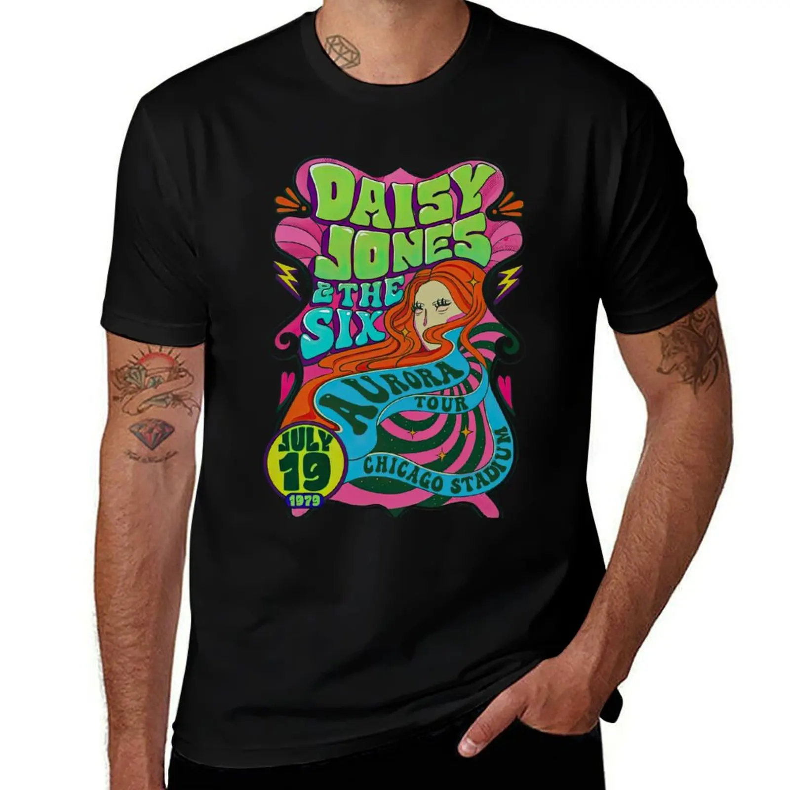

Daisy Jones & The Six Band Concert T-Shirt Art Pattern Printed Casual Top