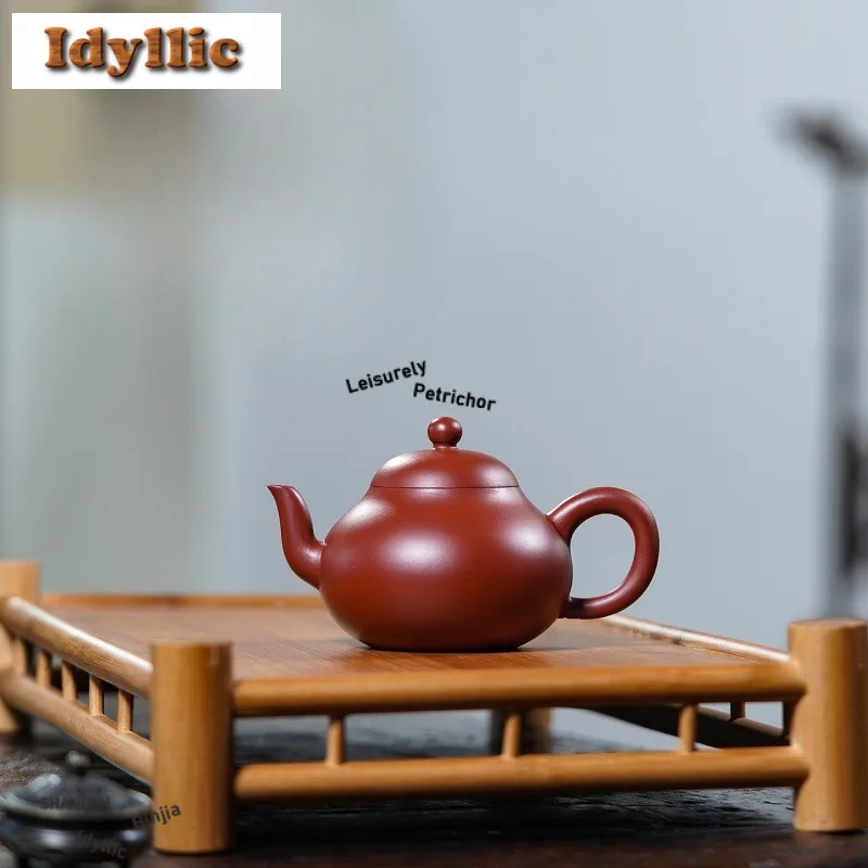 

100ml Retro Yixing Purple Clay Teapots Handmade Pyriform Pot Raw Ore Dahongpao Mud Tea Brewing Kettle Zisha Tea Set Tableware