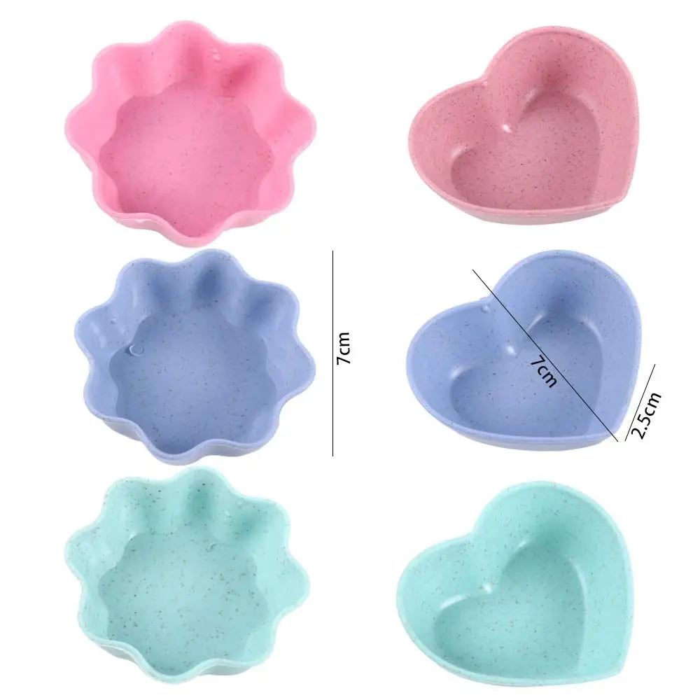 Heart,Flower Shape Fall Resistant Smooth Edge Wheat Straw+PP Material Kitchen Supplies Tableware Mini Bowls Seasoning Dish