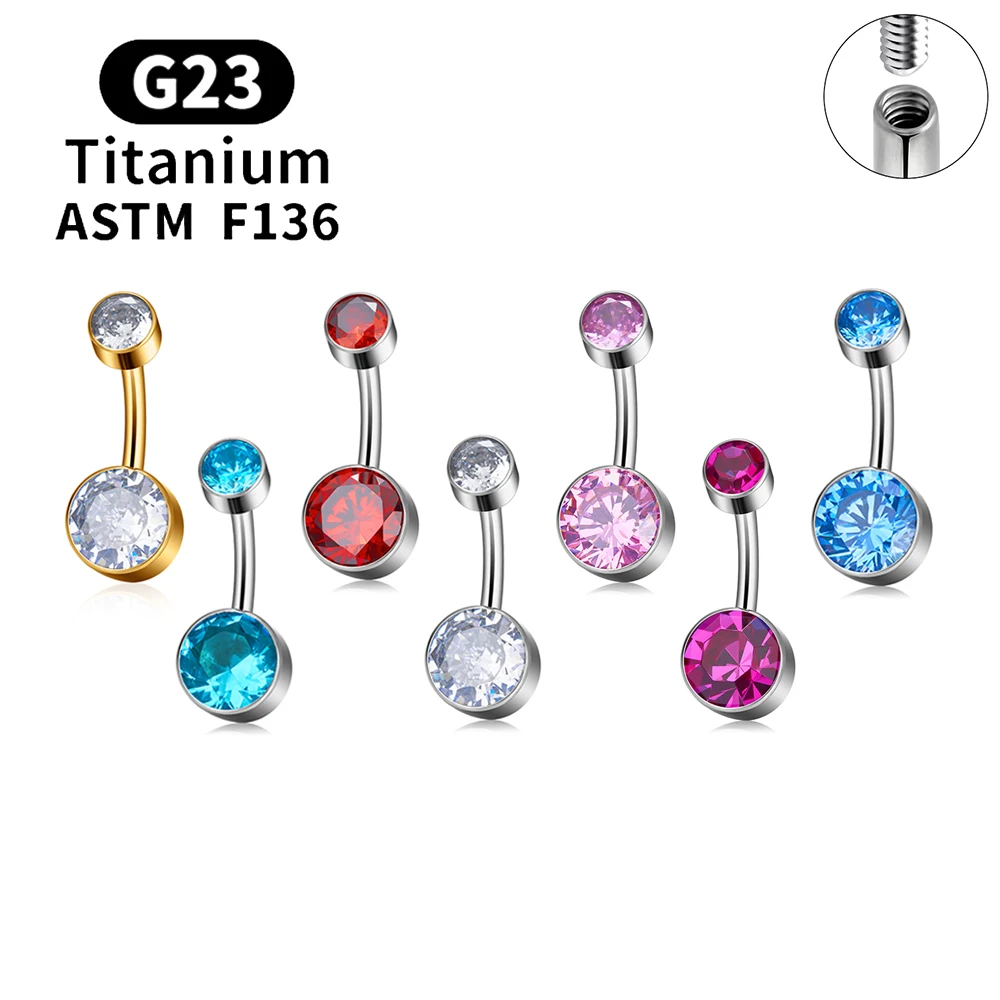ASTM F136 Titan Bauchnabelringe Runde CZ 14G Innengewinde Bauchnabelpiercings Bauchbarren Damen Nabelpiercing Körperschmuck