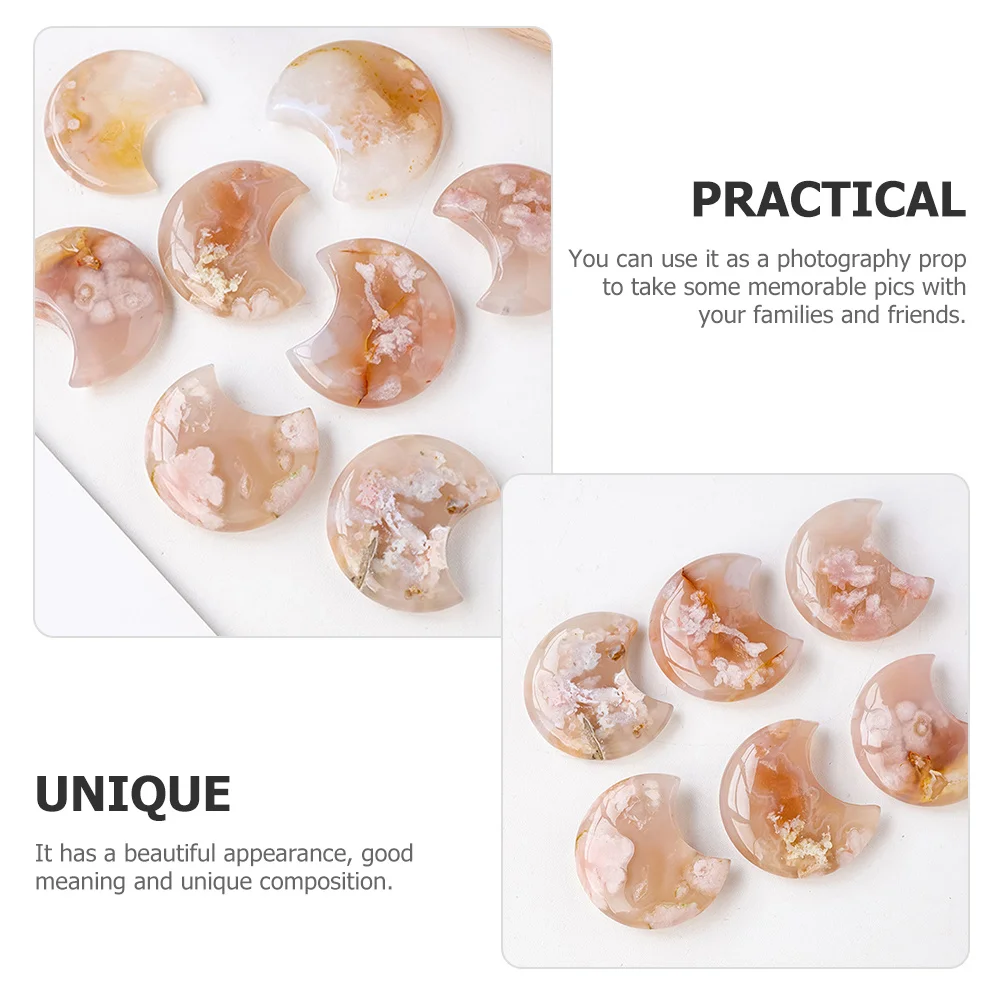 

2Pcs Crystal Moon Appearance Stone Decoration Desktop Natural Small Ornament Delicate Home Decor Gift