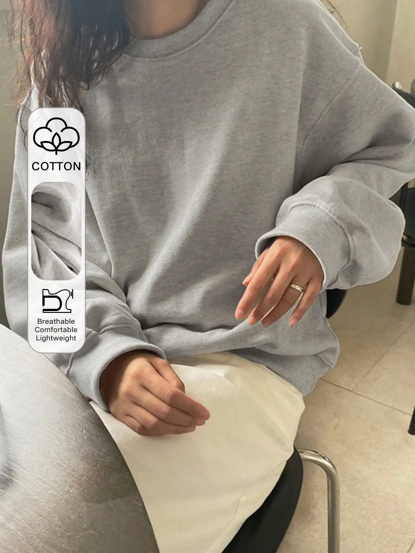 

Женская хлопковая толстовка оверсайз с заниженной линией плеча, удобный топ с длинным рукавом для осени