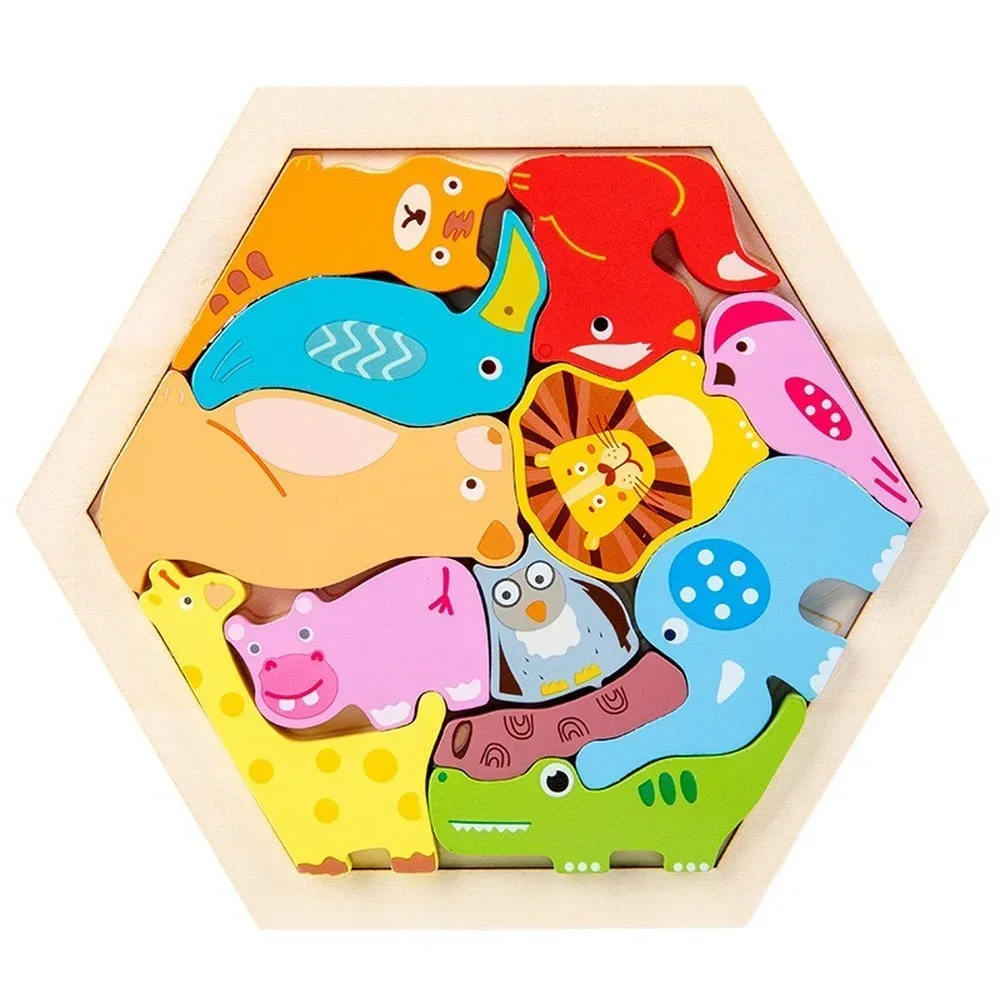 Baby Montessori Toys Wooden Puzzle Tangram Jigsaw Puzzle Game 3D Puzzle Preschool Early Learning Educational Toy for Children