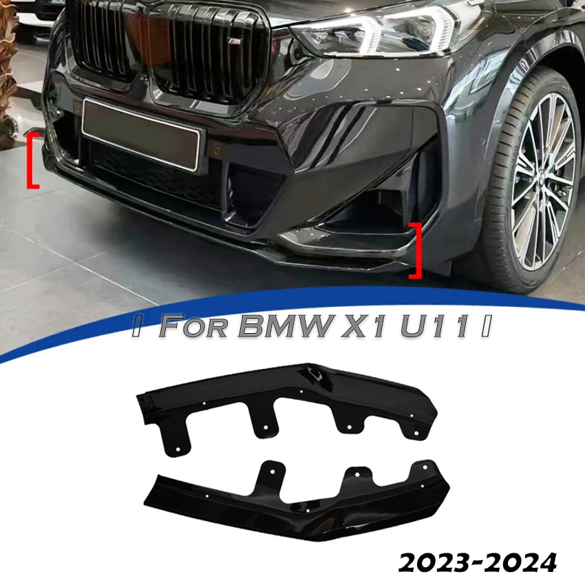 

2-Section MP Original Car Hole Installation Front Bumper Spoiler Lip Body Kit Carbon Look For BMW X1 U11 Sports Version 2023+