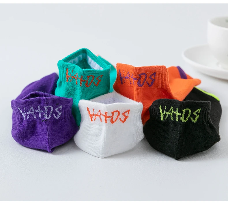 5 Paar bunt gefärbte Knöchelsocken für Herren, atmungsaktiv, modisch, lässig, Street-Style, desodorierend, unsichtbare Reise-Laufsocken – Detail 10
