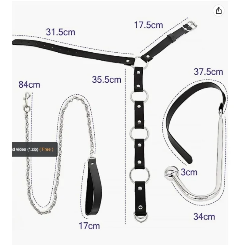 Bdsm Sex Toys Adjustable Size Leather Collar Neck Bondage Kit Anal Hook Metal Butt Plug Madult Games Couple Flirt Sex Toys