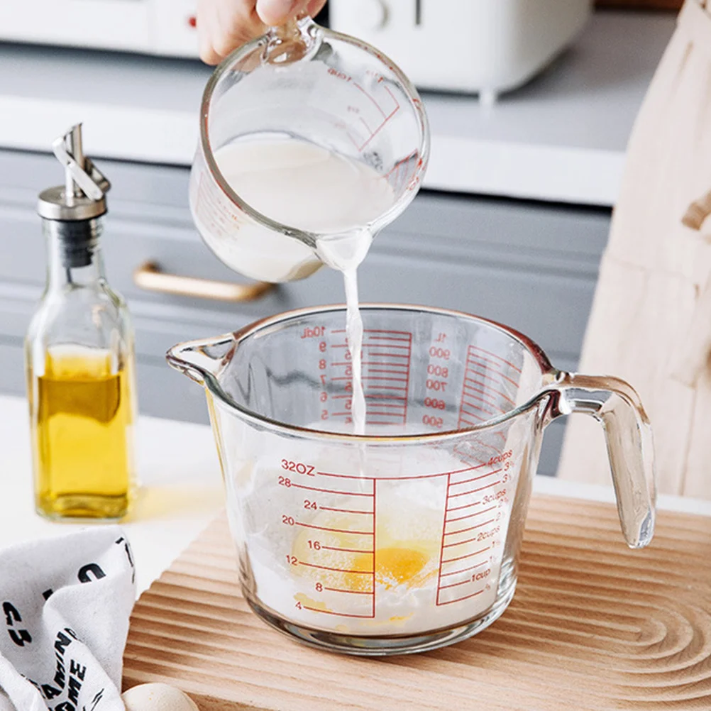 

Термостойкая стеклянная мерная чашка, утолщенная бытовая кухонная чашка для молока для выпечки, большая емкость, градуированная