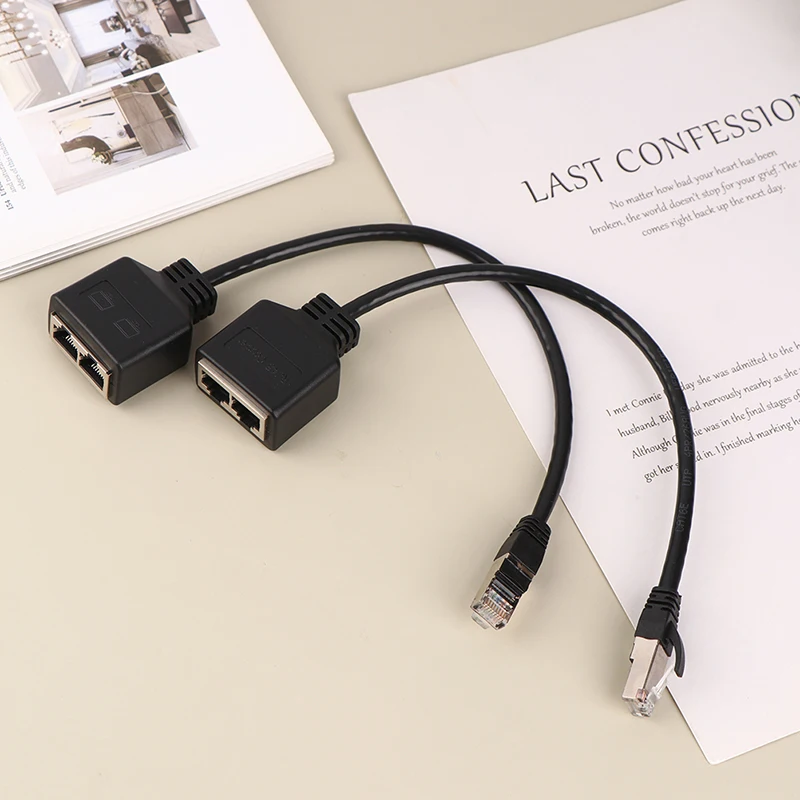 1Pc Ethernet Splitter RJ45 1 Male to 2 Female LAN Ethernet Cable Splitter Cable Ethernet Socket Connector Extension Cable