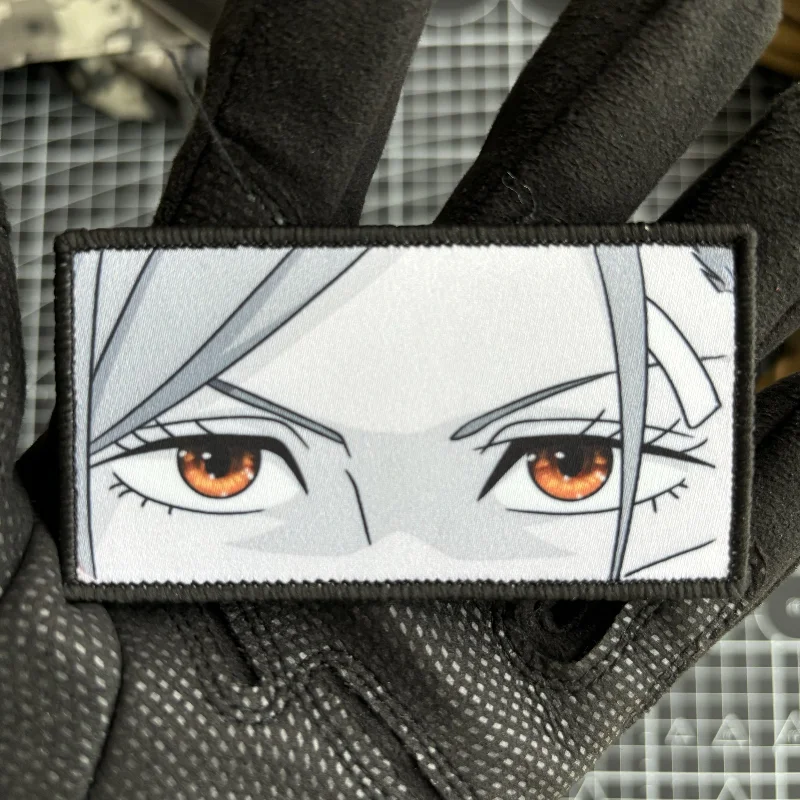 Anime Character Patch Pintura Tático Militar Mochila Adesivo, Jujutsu Kaisen, Kugisaki Nobara, Olhos Moral Emblema, Gancho e Loop