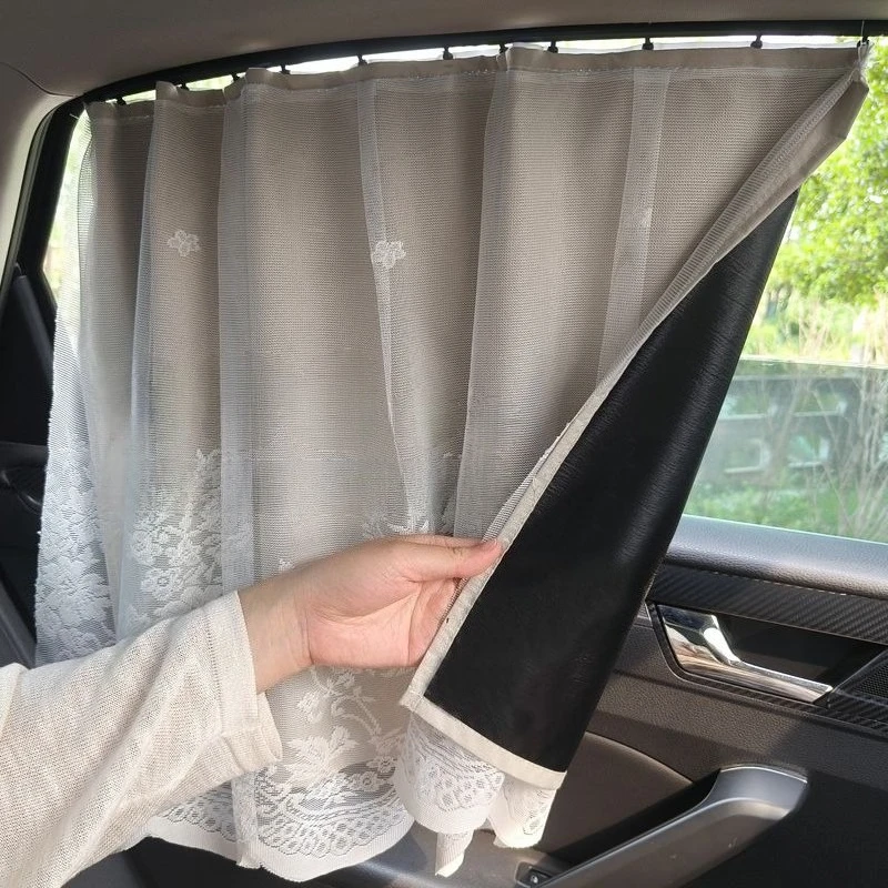 Car Window Sun Shade with Strong Blackout Sliding Track for Baby UV Protection and Heat Insulation