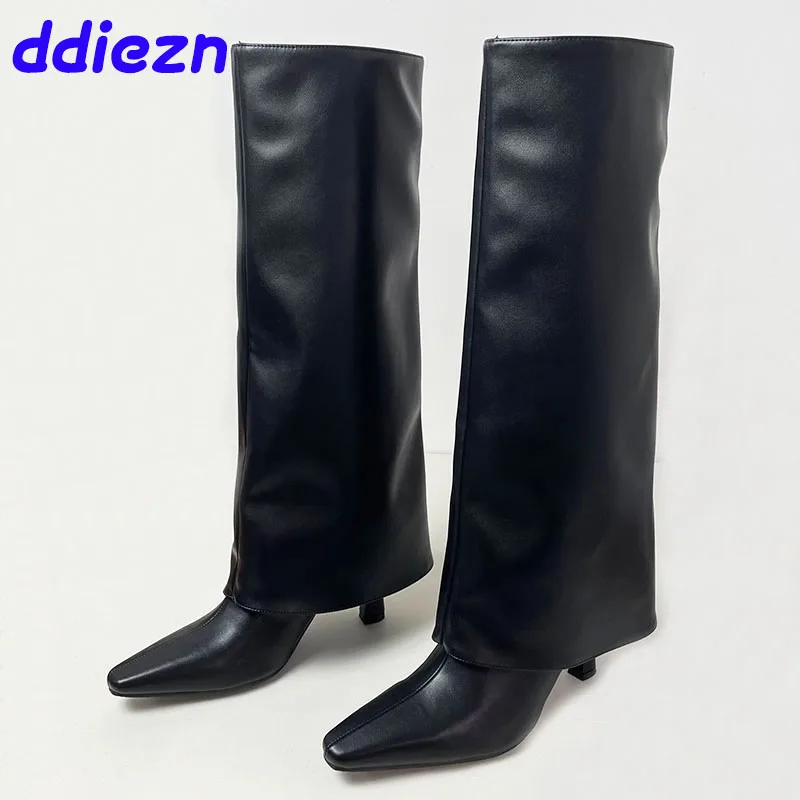 New Shoes Ladies Modern Knee High Heels Boots Designer Fashion Slip On Long Women Western Boots Female Pumps Footwear